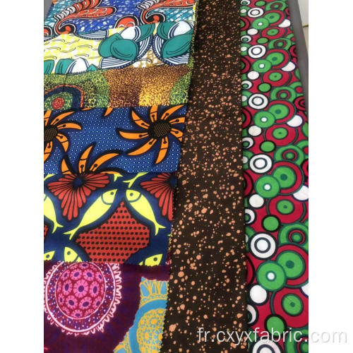 Tissu à imprimé à la cire de polyester d&#39;Afrique